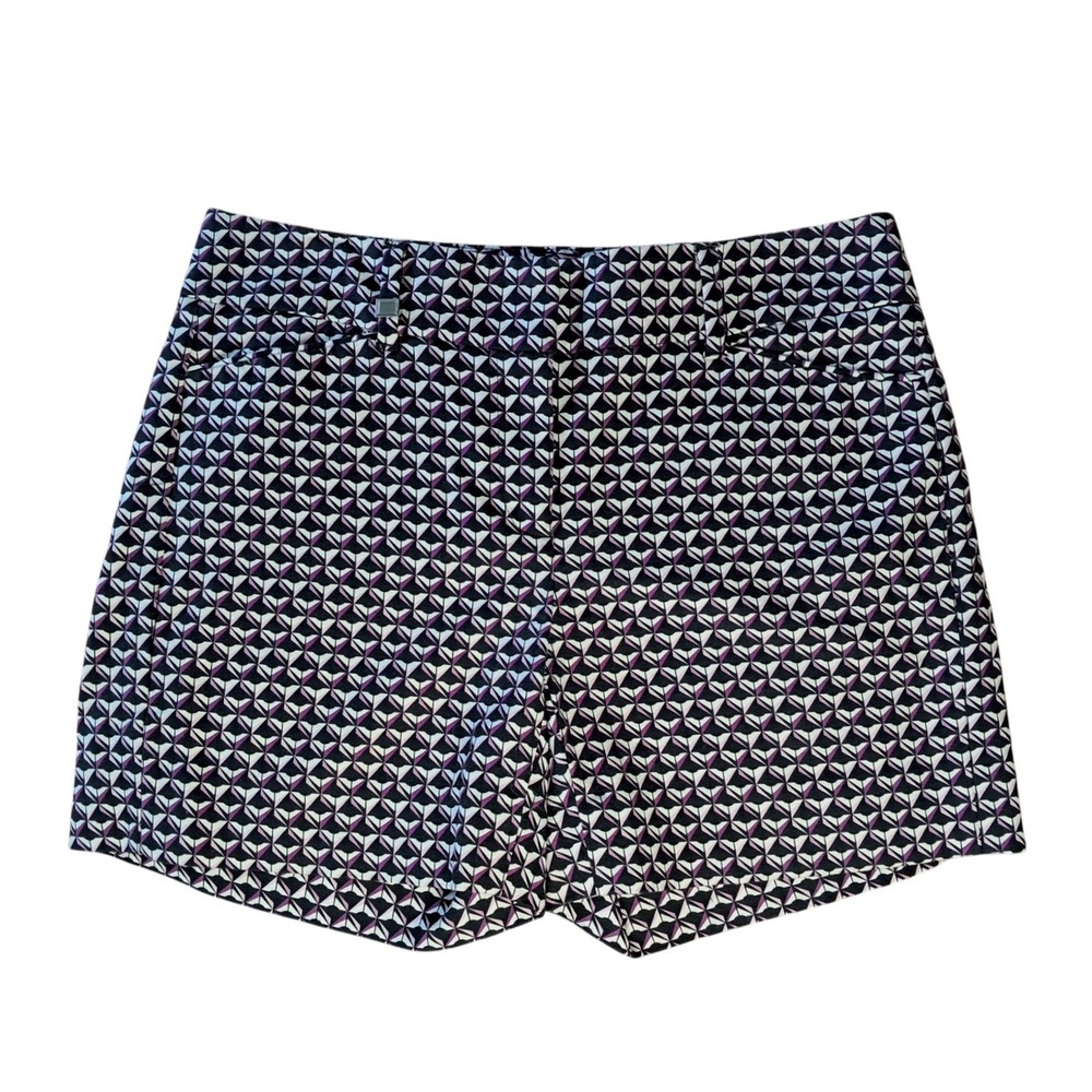 White House Black Market‎ Geometric Print Shorts Purple Black White Size 0